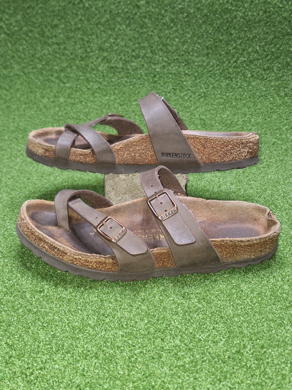 Birkenstock Sandals Women's 36 US 5 Mayari Strappy Flats Cork Brown Slip On